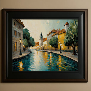 Modernes Abstraktes Design Gold Orange Blue Europe Poster