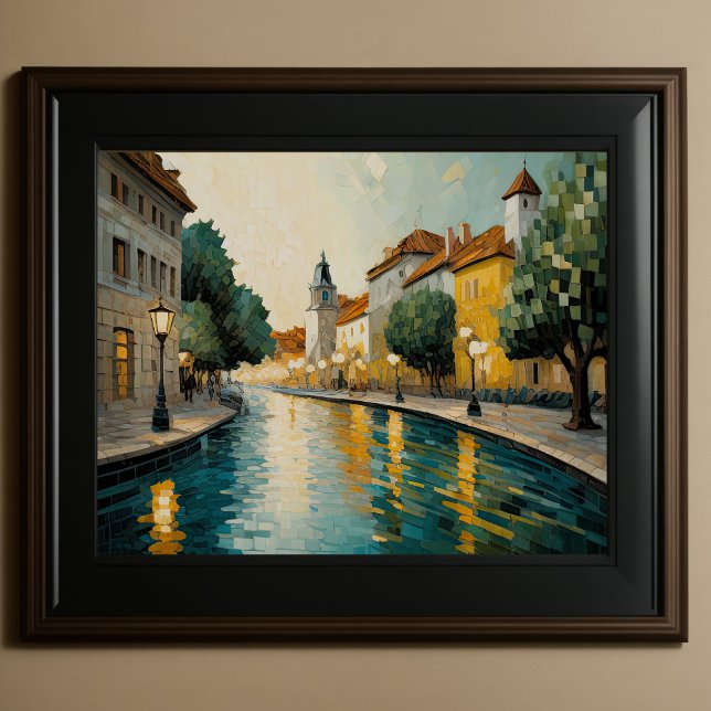 Modernes Abstraktes Design Gold Orange Blue Europe Poster (Von Creator hochgeladen)