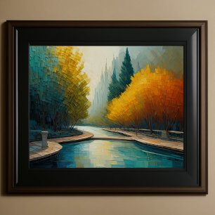 Modernes Abstraktes Design Gold Orange Blue Europe Poster