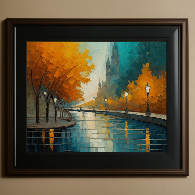 Modernes Abstraktes Design Gold Orange Blue Europe Poster (Von Creator hochgeladen)