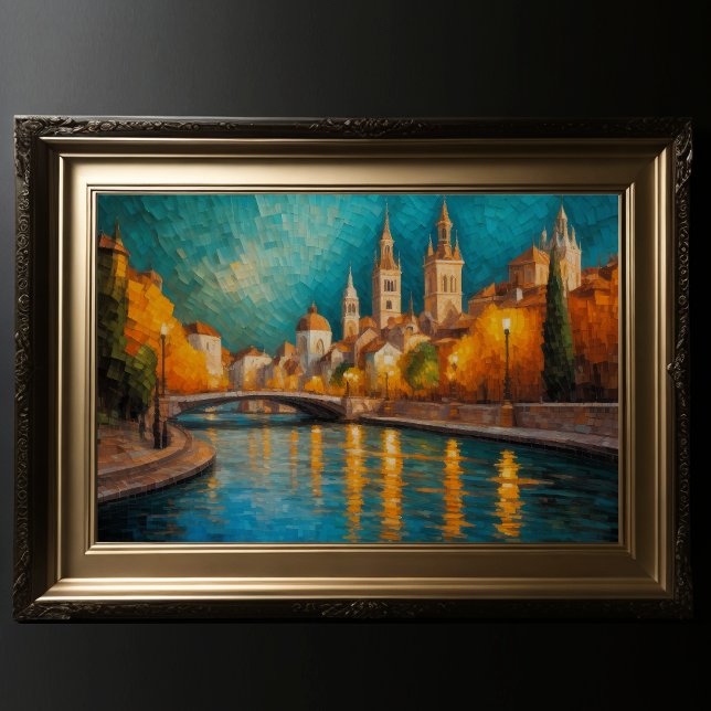 Modernes Abstraktes Design Gold Orange Blue Europe Poster (Von Creator hochgeladen)