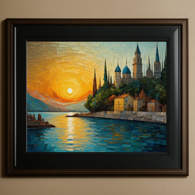 Modernes Abstraktes Design Gold Orange Blue Europe Poster (Von Creator hochgeladen)