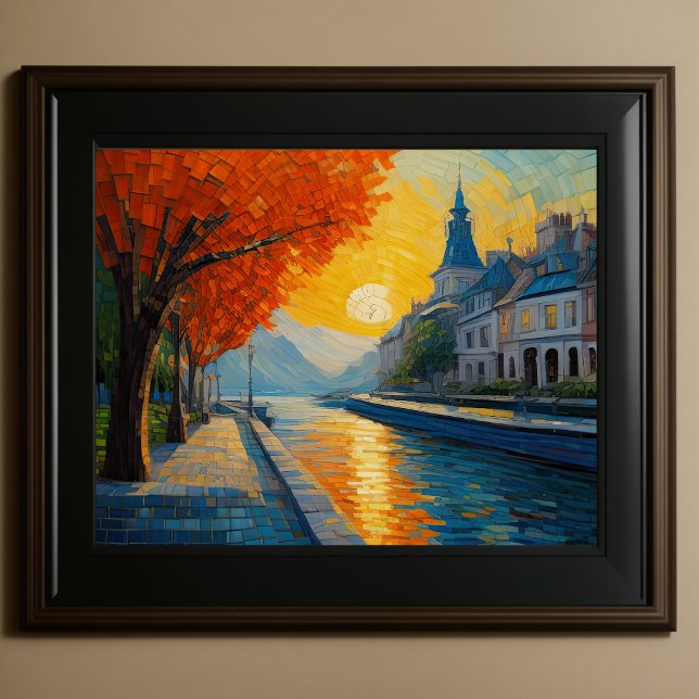 Modernes Abstraktes Design Gold Orange Blue Europe Poster (Von Creator hochgeladen)