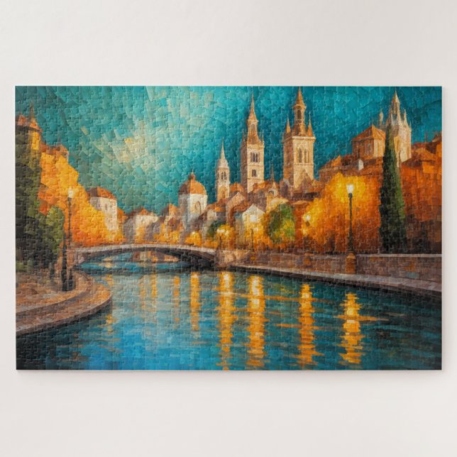 Modernes Abstraktes Design Gold Orange Blue Europe Puzzle (Horizontal)