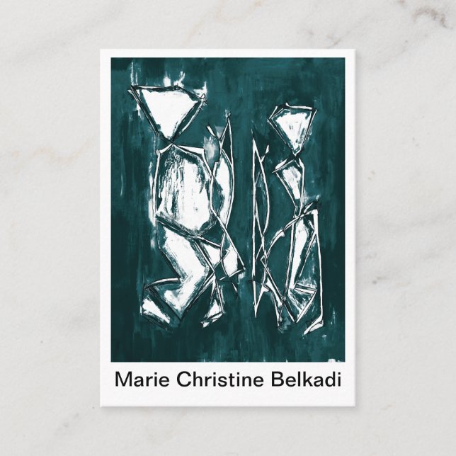 Modernes Abstraktes Dunkles Aquamarin Grau künstle Visitenkarte (Vorderseite)