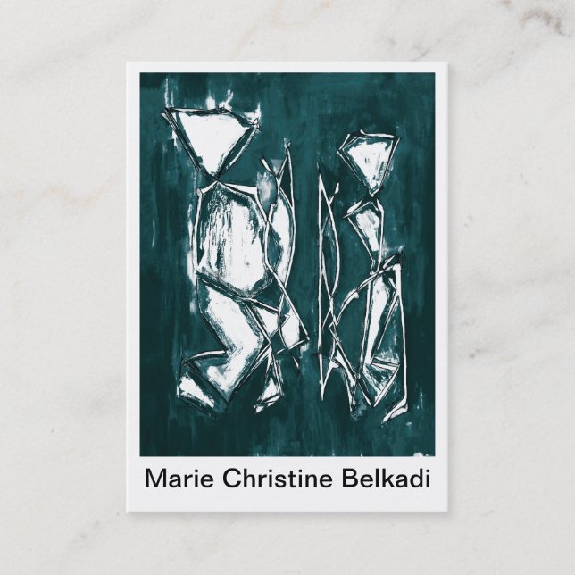 Modernes Abstraktes Dunkles Aquamarin Grau künstle Visitenkarte (Vorderseite)