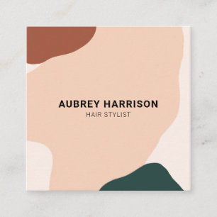 Modernes Abstraktes Erdgrün 3 Quadratische Visitenkarte