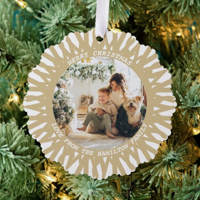 Modernes Abstraktes Foto Text Personalisiert Weihn Ornament Karte (Insitu (Baum))