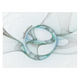 Modernes Abstraktes Fraktal Blau Türkis Grau Text Tischdecke