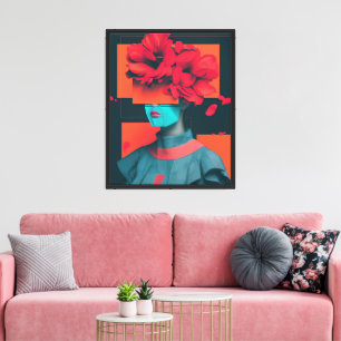 Modernes abstraktes Frauenportrait mit Blume Leinwanddruck