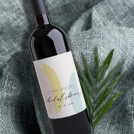 Modernes Abstraktes Gelbblau Aqua Brautparty Weinetikett