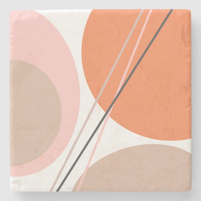 Modernes Abstraktes Geo Pastel Orange Pink Beige Steinuntersetzer (Vorderseite)