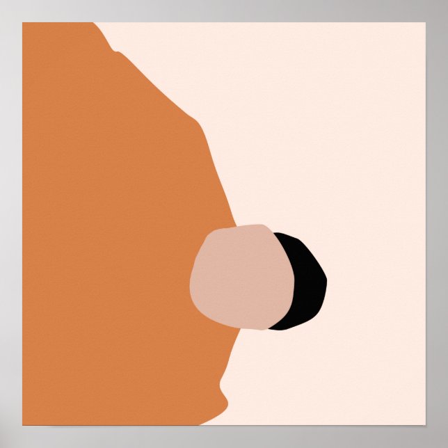 Modernes abstraktes geometrisch braun-rosa Schwarz Poster (Vorne)