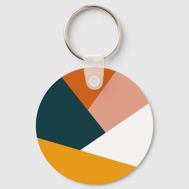 Modernes abstraktes geometrisches Farbblockmuster Schlüsselanhänger (Vorderseite)
