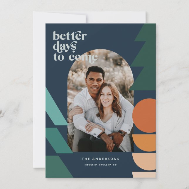 Modernes abstraktes geometrisches Foto Feiertagskarte (Vorderseite)