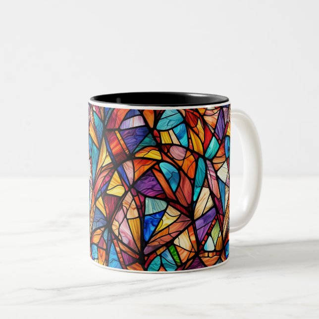 Modernes abstraktes geometrisches Muster 26 - Kaff Zweifarbige Tasse (VorderseiteRechts)