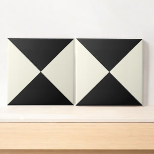 Modernes Abstraktes geometrisches Schwarz-Weiß-Dre Fliese