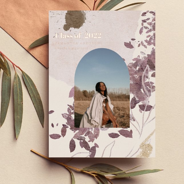 Modernes Abstraktes Gold und Lila GraduiertenFoto Folieneinladung (Von Creator hochgeladen)