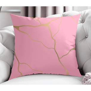 Modernes Abstraktes Gold Vin Design Pink Kissen