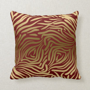 Modernes Abstraktes Gold Zebra Burgund Hintergrund Kissen