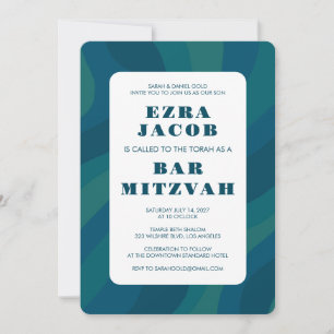 Modernes Abstraktes Grün Blau — Custom Bar Mitzvah Einladung