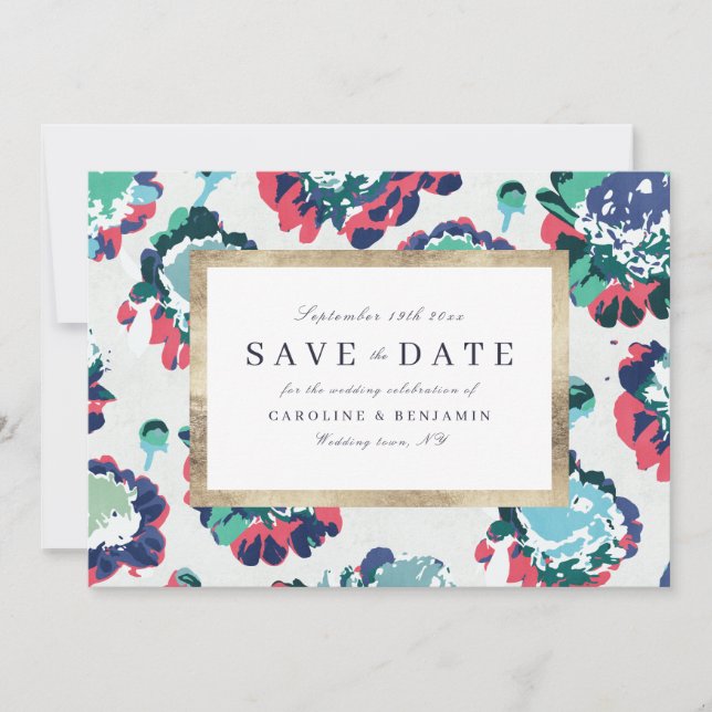 Modernes abstraktes, grünes Gold Save The Date (Vorderseite)