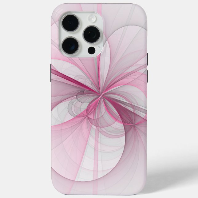 Modernes Abstraktes, hellrosa graues Fraktal Desig Case-Mate iPhone Hülle (Rückseite)