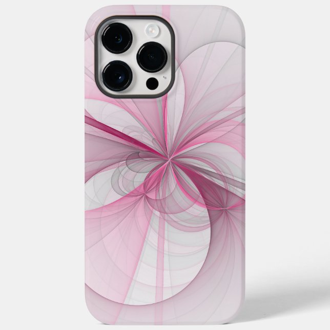 Modernes Abstraktes, hellrosa graues Fraktal Desig Case-Mate iPhone Hülle (Rückseite)