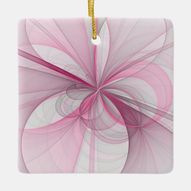 Modernes Abstraktes, hellrosa graues Fraktal Desig Keramikornament (Vorderseite)