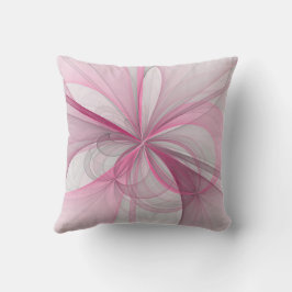 Modernes Abstraktes, hellrosa graues Fraktal Desig Kissen