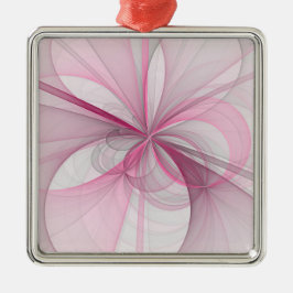 Modernes Abstraktes, hellrosa graues Fraktal Desig Ornament Aus Metall