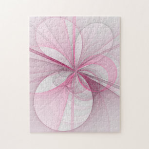 Modernes Abstraktes, hellrosa graues Fraktal Desig Puzzle