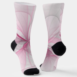 Modernes Abstraktes, hellrosa graues Fraktal Desig Socken
