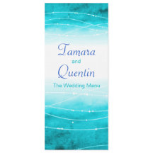 Modernes, abstraktes Hochzeitsmenü in Blau