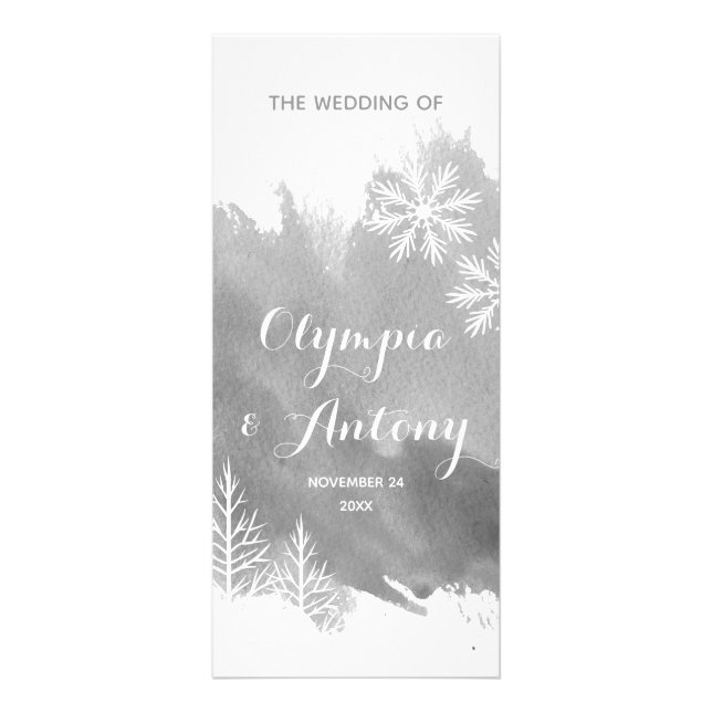 Modernes abstraktes Hochzeitsprogramm in Aquarellg Werbekarte (Vorne)