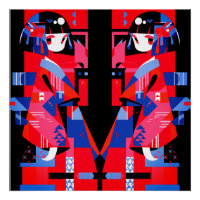 Modernes Abstraktes Japanisches Mädchen - Geometri