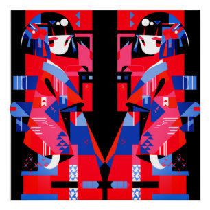 Modernes Abstraktes Japanisches Mädchen - Geometri Poster