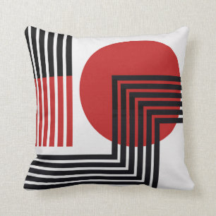 Modernes abstraktes Kissenschwarzes, Rot, weiß Kissen
