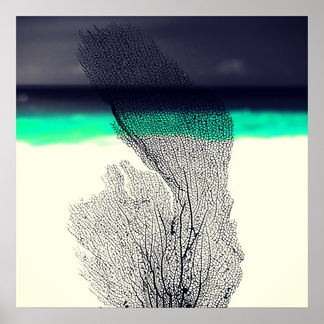 Modernes Abstraktes Korallenriff am Strand Poster (Vorne)