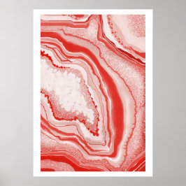 Modernes Abstraktes Korallenrosa Agate Geode Gemst Poster