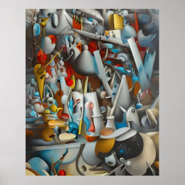 Modernes Abstraktes Leselblau, schwarz gelb Poster