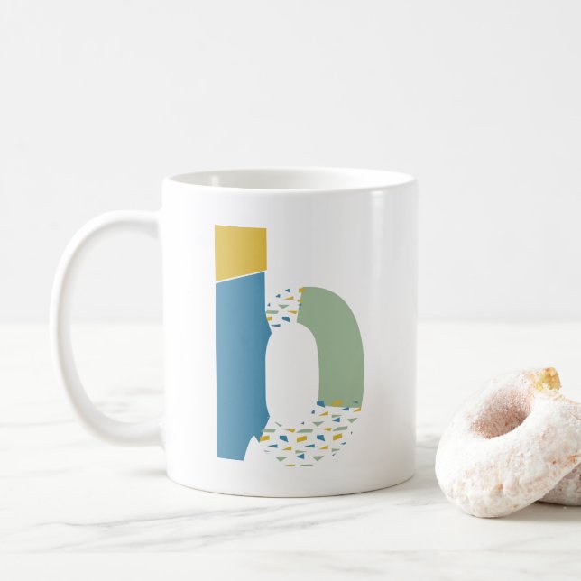 Modernes Abstraktes Letter B Monogramm Kaffeetasse (Mit Donut)