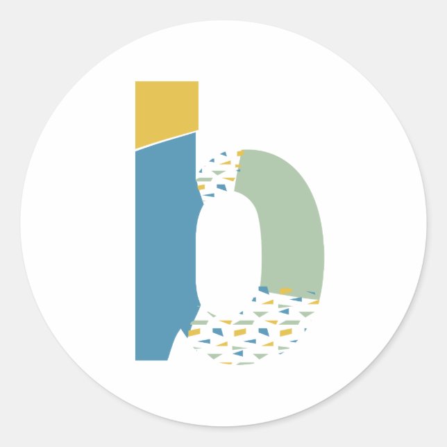 Modernes Abstraktes Letter-B-Monogramm Personalisi Runder Aufkleber (Vorderseite)