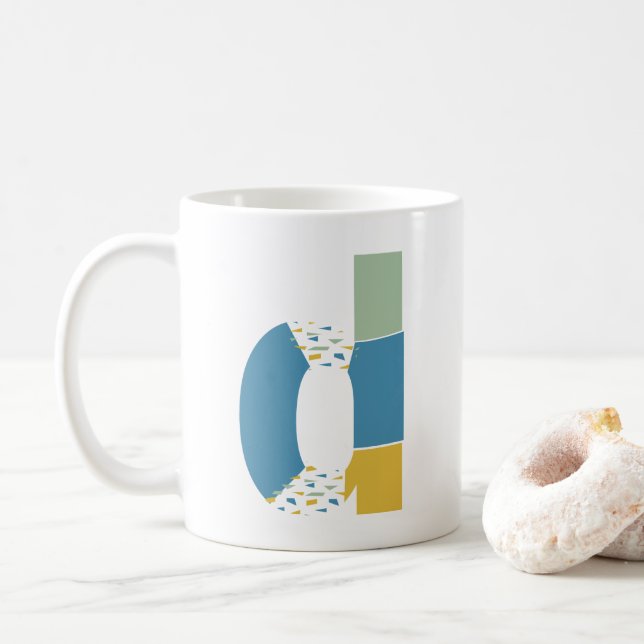 Modernes Abstraktes Letter-D-Monogramm Kaffeetasse (Mit Donut)
