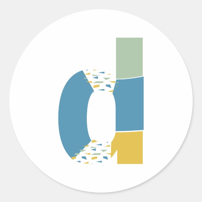 Modernes Abstraktes Letter-D-Monogramm Personalisi Runder Aufkleber (Vorderseite)