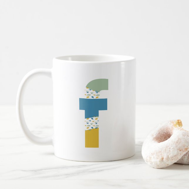 Modernes Abstraktes Letter F Monogram Kaffeetasse (Mit Donut)