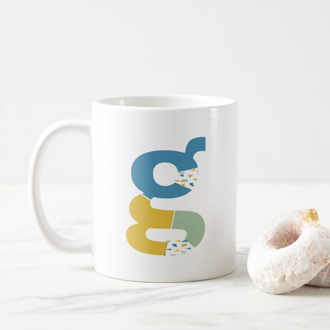 Modernes Abstraktes Letter G Monogramm Kaffeetasse (Mit Donut)
