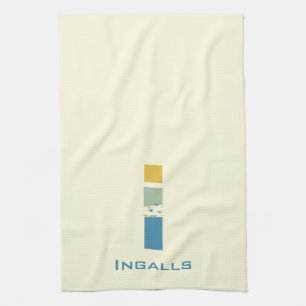 Modernes Abstraktes Letter-I-Monogramm Geschirrtuch