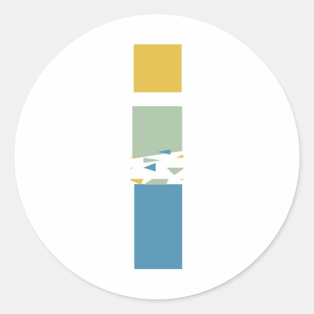 Modernes Abstraktes Letter-I-Monogramm Personalisi Runder Aufkleber (Vorderseite)