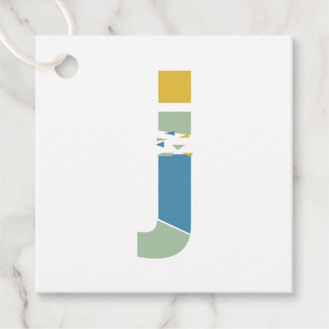 Modernes Abstraktes Letter J Monogram Personalisie Geschenkanhänger (Vorderseite)